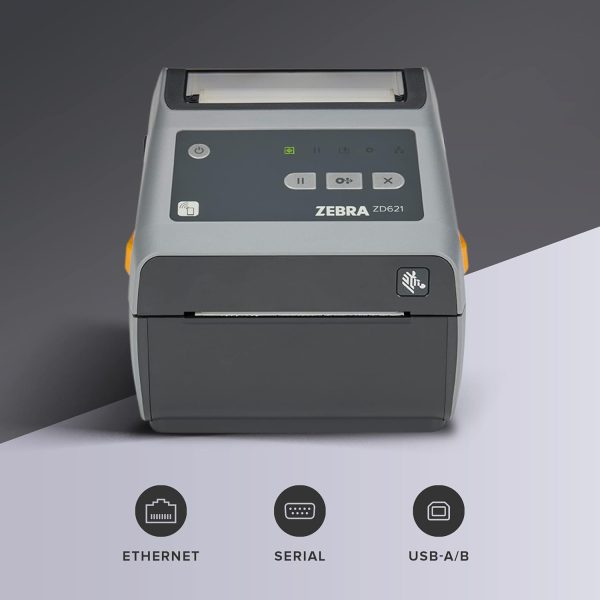 ZEBRA ZD621 Direct Thermal Desktop Printer 300 dpi Print Width 4-inch USB Serial Ethernet ZD6A043-D01F00EZ