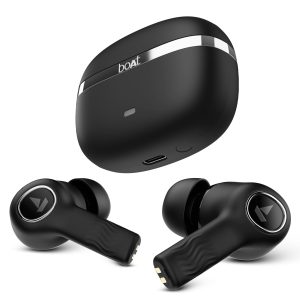 boAt Nirvana Ion in-Ear Earbuds w/ 120 HRS Playback(24hrs/Charge), Crystal Bionic Sound w/Dual EQ Modes, Quad Mics ENx™ Technology, in Ear Detection(Charcoal Black)