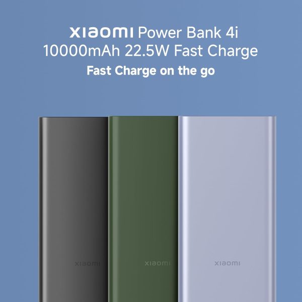 Mi Xiaomi Power Bank 4i 10000mAh 22.5W Fast Charging PD | Power Delivery | QC 3.0|Type C Input & Output |Triple Output Ports|Olive Green|Supports Android and Apple, Tablets, Earbuds, Watches etc