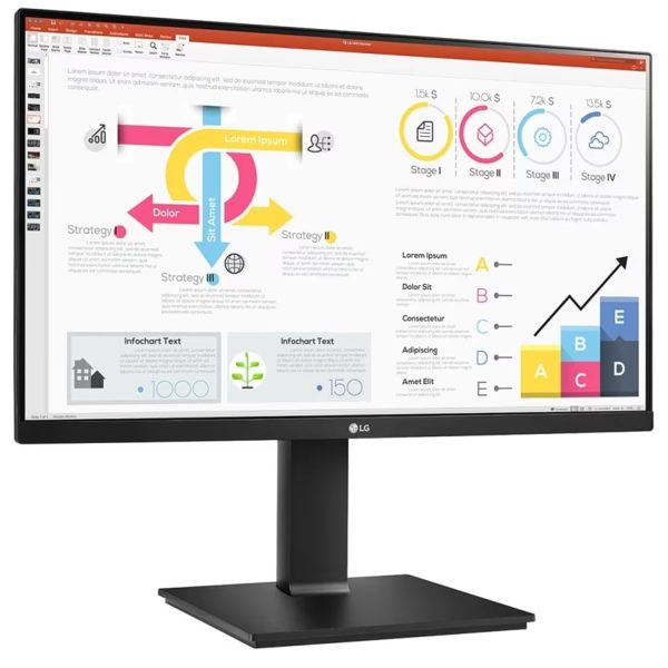 LG 24 inch (60.45 cm) QHD (2K) 2560x1440 pixels, IPS-sRGB 99%, Height Adjust, Pivot (2Way), Swivel, Tilt, USB-C (65W PD) Display Port, HDMI, Black Color - 24QP750