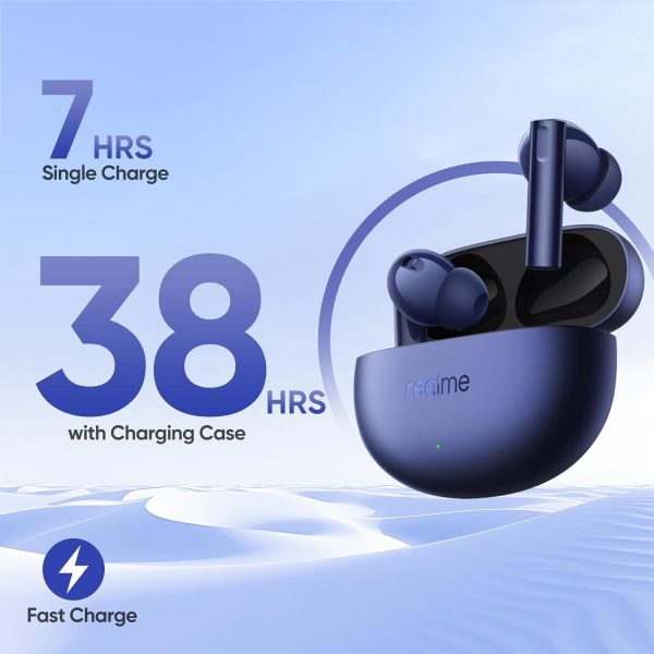 realme Buds Air 5 Truly Wireless in-Ear Earbuds with 50dB ANC, 12.4mm Mega Titanized Dynamic Bass Driver, Upto 38Hrs Battery with Fast Charging & 45ms Ultra-Low Latency for Gaming (Deep Sea Blue)