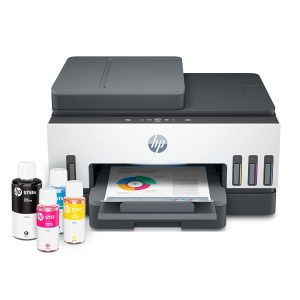 About this item 【All-in-One printer】Streamline your workflow with this all-in-one - print, copy, scan, fax HP Smart Tank printer that elevates your projects with vivid color prints and dependable flatbed scanning. 【Seamless connectivity】Minimize hassles by relying on swift connections with dual-band Wi-Fi, Bluetooth LE, and Hi-Speed USB 2.0 for smooth, reliable, and efficient printing. 【Quality prints】The compatible HP 32 90-ml Black Bottle, HP 32XL 135-ml Black Bottle and HP 31 70-ml Cyan/Magenta/Yellow Original Ink Bottle ensure that your documents always stand out. 【Warranty and support】Get 1-year technical support, up to two years or 50,000 pages limited hardware warranty and print with peace of mind. Reach out to our 12x7 voice support or 24x7 chat support for quick assistance. 【Fast printing】Maximize your productivity with fast print speeds up to 15/9 ppm (black/color) and stay ahead of your workload with 35-sheet automatic document feeder and auto duplex printing. 【Input and output】Say goodbye to limitations with A4, A5, A6, B5 (JIS), various envelopes, and card standard media size compatibility, up to 250-sheet input and 100-sheet output capacity. 【Easy-to-use interface】Simplify your printing or scanning jobs and save your time with a 3-inch touchscreen MGD (Mono Graphics Display), and touch buttons (cancel, Help, Back). 【Compatible OS】Be more productive and print with any device, whether at your office space or home, with Windows 11/10/7 and macOS 10.14/10.15/11 compatibility. 【6000-page duty cycle】Enjoy consistency in printing with a 6000-page duty cycle, which allows you to complete your tasks more efficiently, making it ideal for families and other home users.