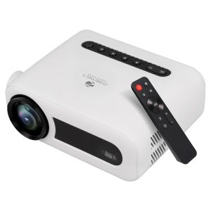 ZEBRONICS PIXAPLAY 13, LED Projector, 2000 Lumens, 200 Inch Screen Size, HDMI, USB, AUX, AV, FHD 1080p Support, Built in Speaker, Remote Control