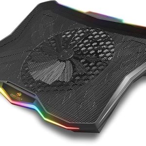 Zeb-NC7000 USB Powered Laptop Cooling Pad for Laptops/Notebook up to 43.18cm (17), Large 170MM Fan with Controller, Silent Operation, Level Adjustment, RGB Lights 1 Fan Cooling Pad- Black