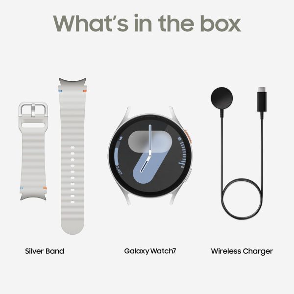 Samsung Galaxy Watch 7 (44mm, Silver, BT+LTE) with 3nm Processor | Dual GPS | Sapphire Glass & Armour Aluminum | 5ATM & IP68 | HR, SpO2, BP & ECG Monitor