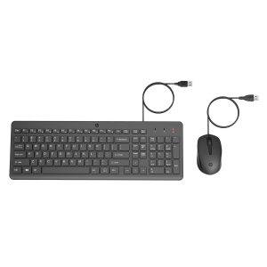 HP 150 Wired Keyboard and Mouse Combo with Instant USB Plug-and-Play Setup, 12 Shortcut Keys, 6° Adjustable Slope Keyboard and 1600 DPI Optical Sensor Mouse (3-Years Warranty, 240J7AA)