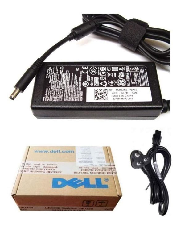 Dell Genuine Original Laptop Adapter Charger 65w 19.5V 3.34A (New Pin 4.5 * 3.0mm) MGJN9 for Inspiron 11 3147, 3148, 3152, i3152, 3153, 3157, 3158, 316 (with 3 Pin Power Cable)