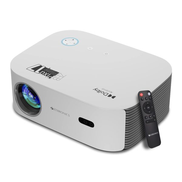 ZEBRONICS PIXAPLAY 17, Smart LED Projector, 6000 Lumens, 4K Support, Dolby Audio, 224 Inch Screen Size, HDMI, USB, WiFi, 1080p Native, APP Support, Miracast, Auto Keystone, Auto Focus