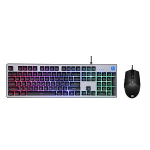 HP KM300F Wired USB Gaming Keyboard and Mouse Set, Membrane Backlit, 26 Keys Anti-Ghosting, 3 LED Indicators & 3D 6K USB Mouse with 6400DPI,Six-Speed Cyclic Resolution Switching, Black