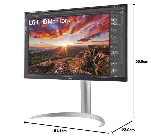 LG 27' IPS 5ms 4K UHD HDR400 FreeSync 3-Side Borderless Monitor w/ArcLine HAS - HDMI,DP, USB Type-C, Speaker, VESA 100mm, Height Adjustable