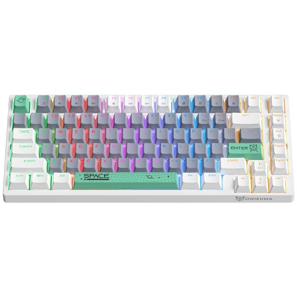 ONIKUMA GAMING 82 Keys Mechanical Keyboard, 2 Years Warranty, Wired Gaming Keyboard with Blue Swithes, 6 Colors RGB Lights, Compatible with PC, Laptop, Desktop, ABS Keycaps, High-Performance, White Grey