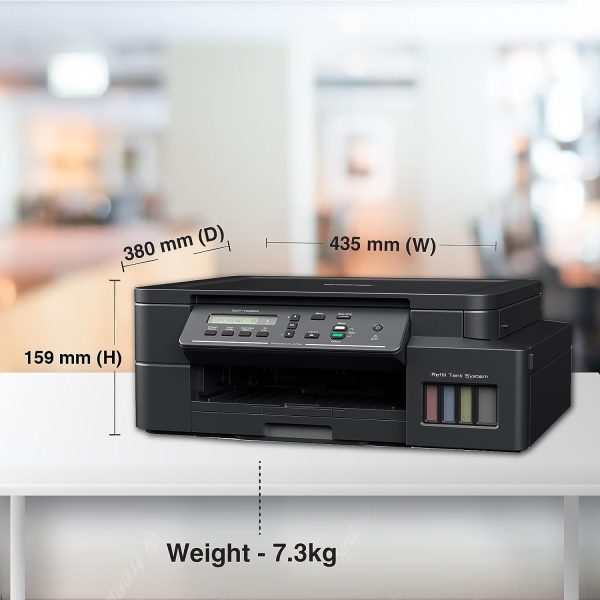 Brother DCP-T525W (Print Scan Copy) WIFI Ink Tank Printer, 128 MB Memory, Print Up to 15K Pages in Black and 5K in Color Each for (CMY), Get an Extra Black Ink Bottle, Free Installation