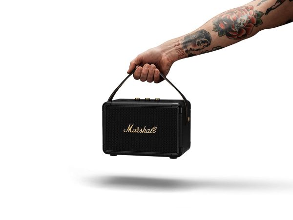 Marshall Kilburn II Portable Bluetooth Speaker with 20+ hours of portable playtime, (360° sound), Water-Resistant (IPX2) – Black & Brass.