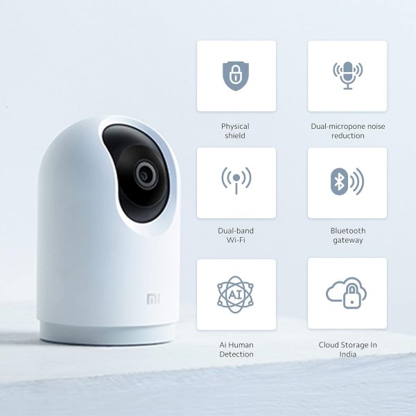 Xiaomi Mi 360 Home Security Wireless Camera 2K Pro with Bluetooth Gateway BLE 4.2 l Dual Band Wi-fi Connection l 3 Million HD 1296p| Full Color in Low-Light | AI Human Detection, White (Pack of 2)