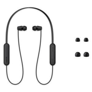 Sony WI-C100 Wireless Headphones with Customizable Equalizer for Deep Bass & 25 Hrs Battery, DSEE-Upscale, Splash Proof, 360RA, Fast Pair, in-Ear Bluetooth Headset with mic for