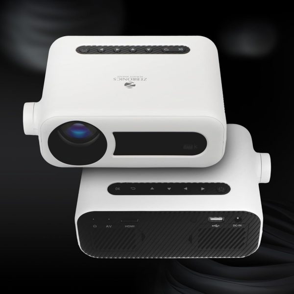 ZEBRONICS PIXAPLAY 13, LED Projector, 2000 Lumens, 200 Inch Screen Size, HDMI, USB, AUX, AV, FHD 1080p Support, Built in Speaker, Remote Control