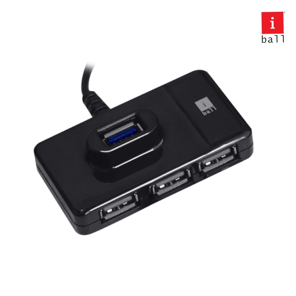 iBall Piano 332 4 Port USB Hub I Fastest Data Transfer I High Compatibility I Strong Body Premium Finish I Compatible Device - Windows, Linux and Mac OS (Black)