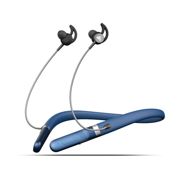 Boult Audio ZCharge Bluetooth Earphones with 40H Playtime, Dual Pairing Neckband, Zen™ ENC Mic, Type-C Fast Charging (10Mins=15Hrs), Biggest 14.2mm Bass Driver IPX5 Premium Silicone Neck band (Blue)