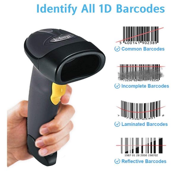 Zebra LS2208 1D Handheld Barcode Scanner Wired USB Optical Laser Black Imager Corded Reader (LS2208-7AZU0100ZY)