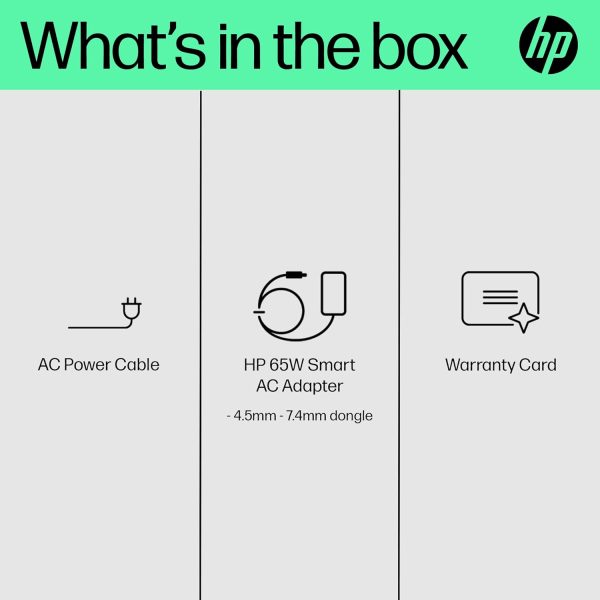 HP 65W Smart AC Adapter, 65W Power delivery, Type-C USB, AC Adapter (6H459AA)