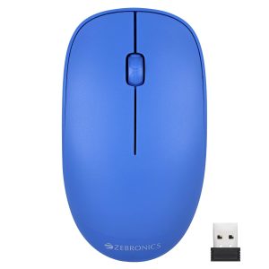 ZEBRONICS Haze Wireless Mouse for Computers, Laptops with 1200 DPI, Advanced Optical Sensor, 2.4GHz USB Nano Receiver, Plug - Play Usage, Power Saving Mode and Comfortable use on Most Surfaces - Blue