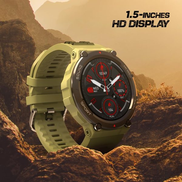 Fire-Boltt Artillery 1.5” HD Display Smart Watch, Shockproof Design, Rugged Looks, Motion Sensor Gaming, 320 mAh Battery, Bluetooth Calling, 100+ Sports Modes, Health Suite, Inbuilt Games (Green)