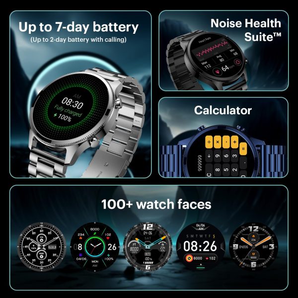 Noise Halo Plus 1.46" Super AMOLED Display Elite Smart Watch, Bluetooth Calling, Stainless Steel Build, Always on Display, Upto 7 Days Battery (Elite Black)