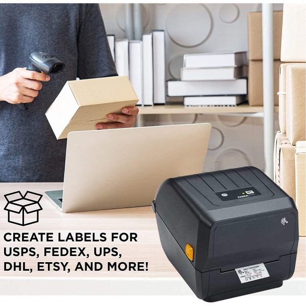 Zebra ZD230t Thermal Transfer Desktop Printer for Labels, Receipts, Barcodes, Tags, and Wrist Bands, Print Width 4 in, Prints