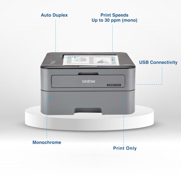 Brother HL-L2321D Automatic Duplex Laser Printer with 30 Pages Per Minute Print Speed (Best in The Category), 8 MB Memory, Large 250 Sheet Paper Tray, USB Connectivity