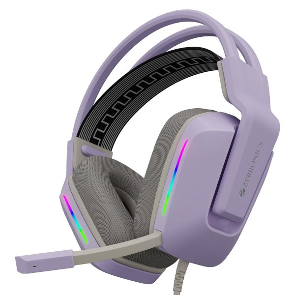 ZEBRONICS Havoc Premium Gaming Over ear Headphone with Dolby Atmos Subscription, 50mm Neodymium Drivers, Extra Soft Ear Cushion, Suspension Headband,Braided Cable (Purple)