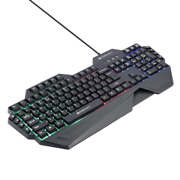 ZEBRONICS OPTIMUS Gaming Keyboard & Mouse Combo, Braided Cable, Gold Plated USB, Upto 3600 DPI, 6 Buttons, High Resolution Sensor, Multicolor LED, Dedicated Macro Keys, 117 Keys (Black)