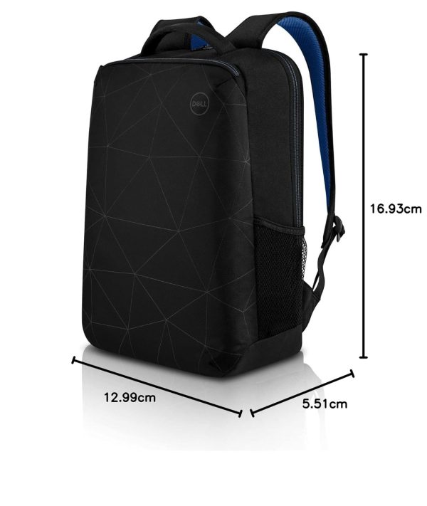 Dell (15.6 ") 20L Capacity Essential Backpack-15 (ES1520P), Water Bottle Holder, Water Resistant, Zippered Front Pocket, Reflective Elements, Foam Padded Laptop Compartment (Part Code: Y36VG / 12TK3)