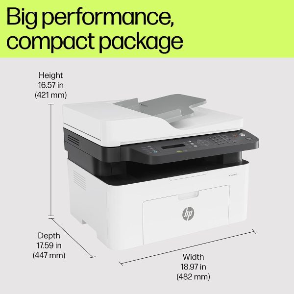 HP Laser MFP 1188fnw, Wireless, Print, Copy, Scan, Fax, 40-Sheet ADF, Hi-Speed USB 2.0, Ethernet, Up to 21 ppm, 150-sheet Input Tray, 100-sheet Output Tray, 1-Year Warranty, Black and White