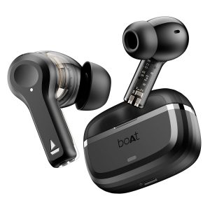 boAt Newly Launched Nirvana Space TWS in Ear Earbuds w/ 360º Spatial Audio, ANC Up to 32dB, 100hrs Playback, 4 Mics with AI-ENx™, Adaptive EQ, in-Ear Detection, DLC Drivers & Fast Pair(Cosmic Black)