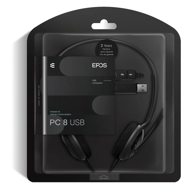 EPOS Sennheiser PC 8 Over-Ear USB, Wired VOIP Headphone with Mic (Black)