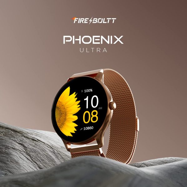 Fire-Boltt Phoenix Ultra Luxury Stainless Steel, Bluetooth Calling Smartwatch, AI Voice Assistant, Metal Body with 120+ Sports Modes, SpO2, Heart Rate Monitoring (Gold)