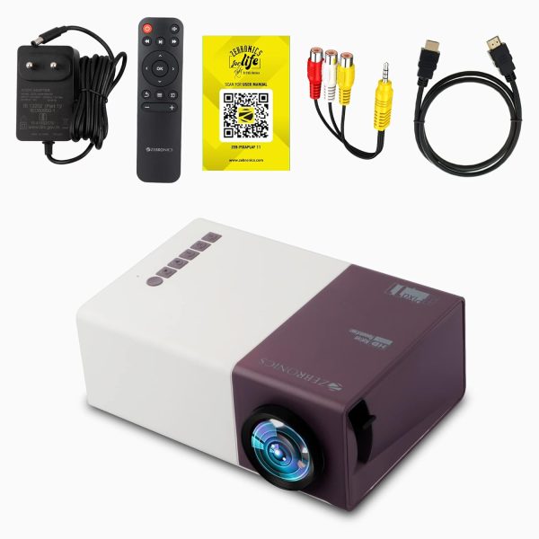 Zebronics Pixaplay 11 Portable LED Projector with FHD 1080p Support | 1500 Lumens | 150'' Large Screen | Dual Power Input,Built-in-Speaker, Remote Control and a Compact Design