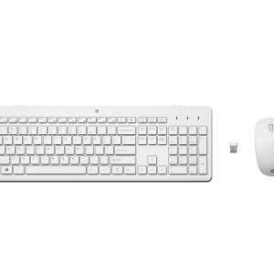 HP 230 Wireless Keyboard and Mouse Combo, 2.4GHz USB dongle, 1600 dpi, Windows PC compatible, Full-size keyboard with numeric pad, 12 Function keys, 1-year warranty, 0.56 kg, White, 3L1F0AA