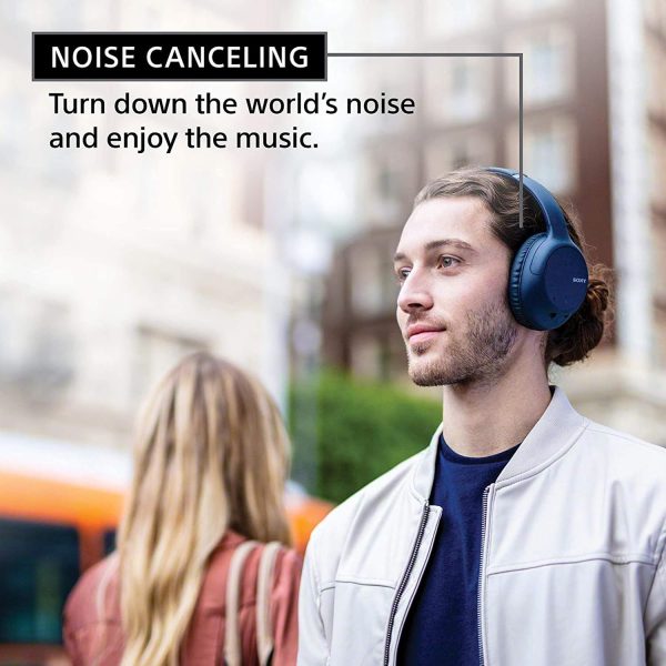 Sony WH-CH710N Active Noise Cancelling Wireless Headphones Bluetooth Over The Ear Headset with Mic for Phone-Call, 35Hrs Battery Life, Aux, Quick Charge and Google Assistant Support for Mobiles -Blue