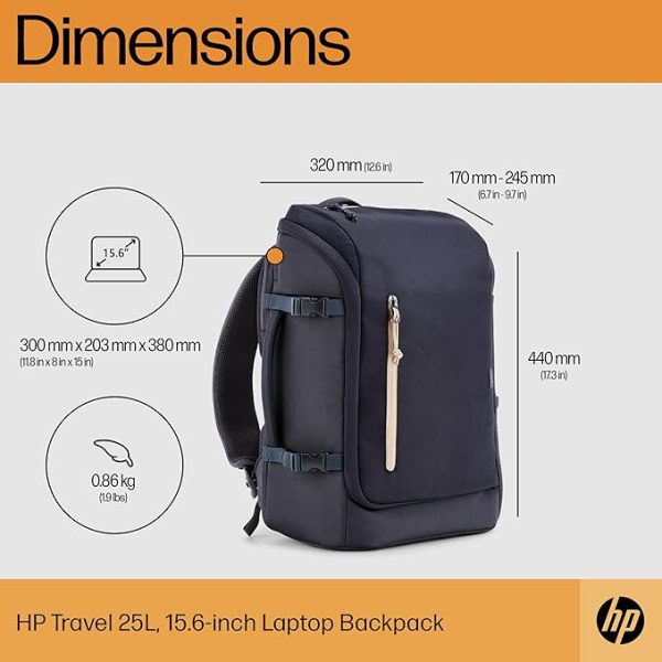 HP Travel 25 Liter 15.6 Iron Grey Laptop Backpack/Lockable zippers; Reflective material; RFID pocket/Ergonomic; Multi-handle; Padded Strap