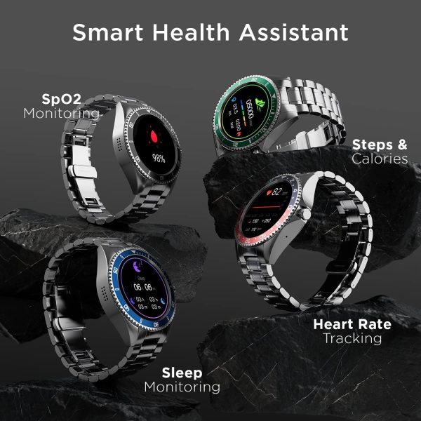 Fire-Boltt Quantum Luxury & Sporty Stainless Steel with Free Silicone Strap Smartwatch, 1.28" Bluetooth Calling, 2 Looks in 1 Watch, High Resolution of 240 * 240 Px & TWS Connection (Green)