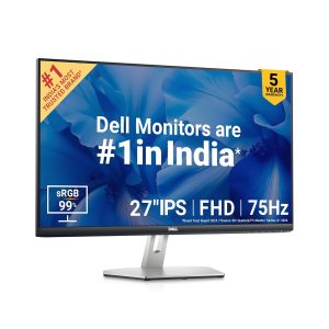 Dell S2721HNM 27" (68.96 cm) FHD Monitor 1920 X 1080 Pixels @75Hz, IPS Panel, 99% sRGB, Brightness 300 cd/m2, Low Blue Light Technology, 3-Sided bezelless, HDMI x2, Tilt Adjustment, AMD FreeSync