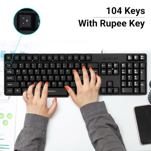 Zebronics Wired Keyboard and Mouse Combo with 104 Keys and a USB Mouse with 1200 DPI -JUDWAA 750