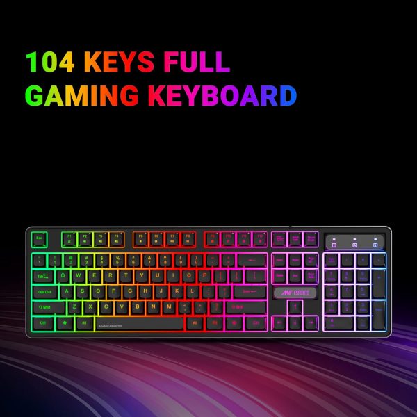 Ant Esports KM1600 Gaming Keyboard & Mouse Combo, Wired Backlit Rainbow LED Keyboard & 3200 DPI Gaming Mouse for PC/Laptop - Black