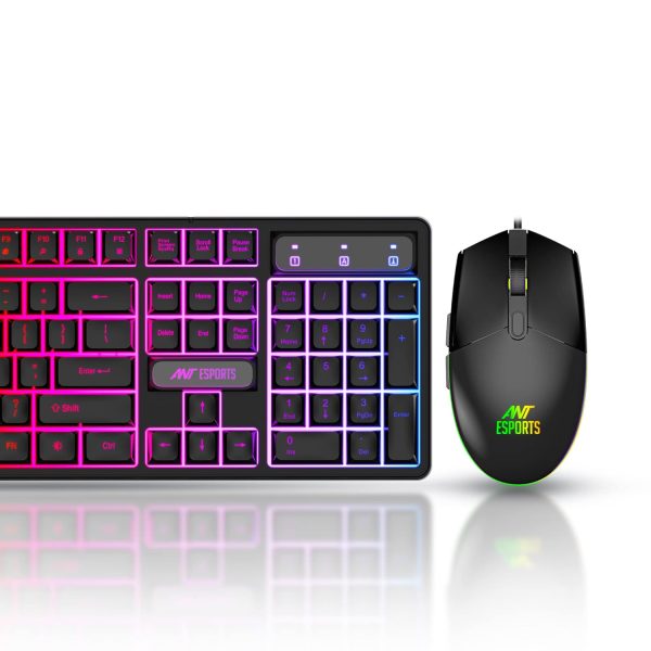 Ant Esports KM1600 Gaming Keyboard & Mouse Combo, Wired Backlit Rainbow LED Keyboard & 3200 DPI Gaming Mouse for PC/Laptop - Black