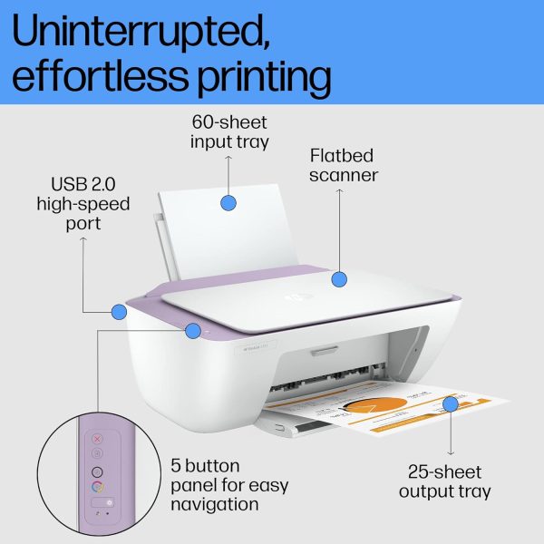 HP Deskjet 2331 Colour Printer, Scanner and Copier for Home/Small Office, Compact Size, Reliable, Easy Set-Up Through HP Smart App On Your Pc Connected Through USB, Ideal for Home.