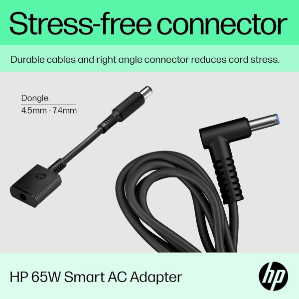 HP 65W Smart AC Adapter, 65W Power delivery, Type-C USB, AC Adapter (6H459AA)