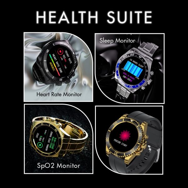 Fire-Boltt Avalanche Stainless Steel Smart Watch with Free Silicone Strap, 2 Watch Looks - Sporty & Fomal, Bluetooth Calling with 1.28” HD Display, 2 Button Pushers (Gold Black)