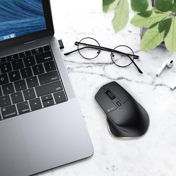 iClever Bluetooth Mouse MD172, Wireless Mouse Dual Mode(Bluetooth+USB), Multi-Devices Ergonomic Mouse with 5 Adjustable DPI and 7 Buttons, Rechargeable Silent Mice for Laptop/iPad/MacBook/Tablet/PC