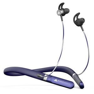 Boult Audio FCharge Bluetooth Earphones with 40H Playtime, Zen ENC Mic, Dual Device Connectivity, Type C Fast Charging (10Mins=15Hrs), 14.2mm Bass Driver, Made in India, IPX5 Silicon Neckband (Blue)